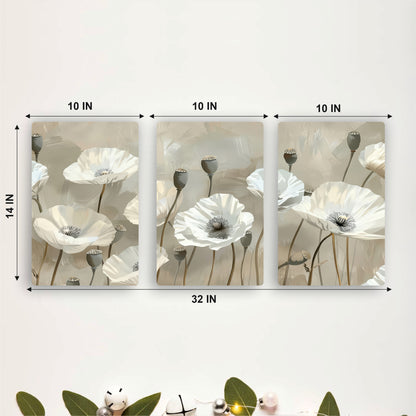 Timeless White Floral Symphony Wall Art