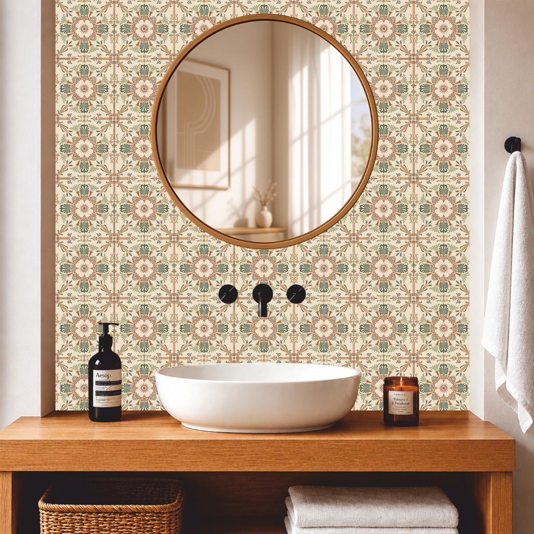 Earthy Folk Pattern Tile Sticker