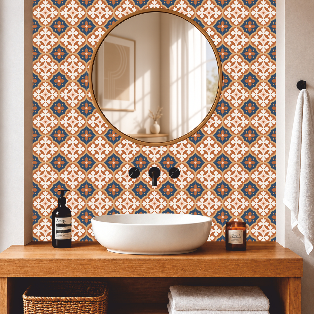 Terracotta Quatrefoil Tile Sticker
