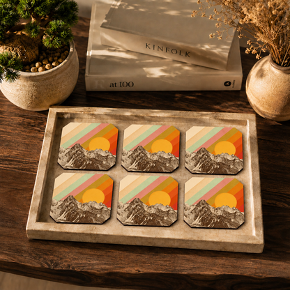 Retro Summit Sunset Coasters Set Of 6