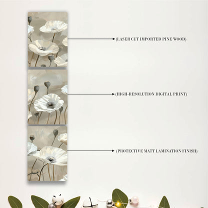 Timeless White Floral Symphony Wall Art