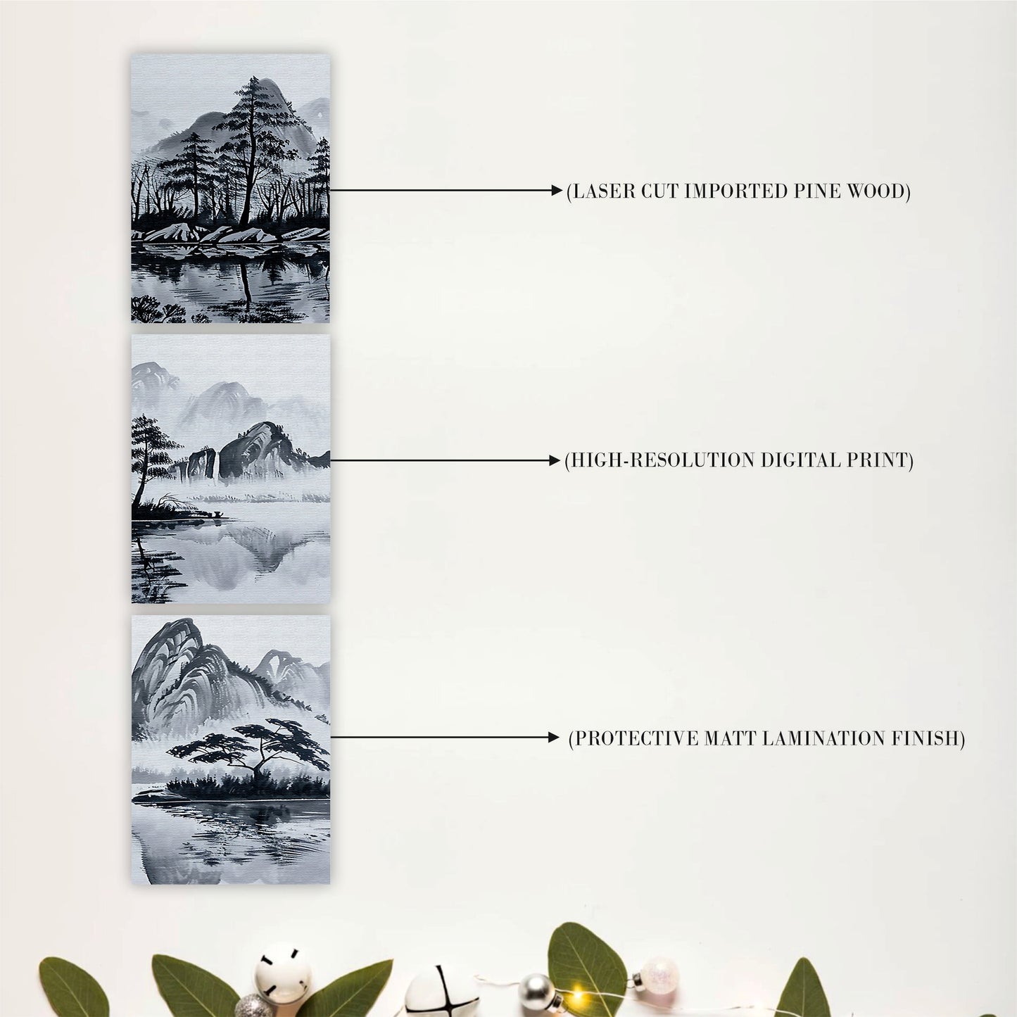Japanese Ink Landscape Wooden Wall Decor