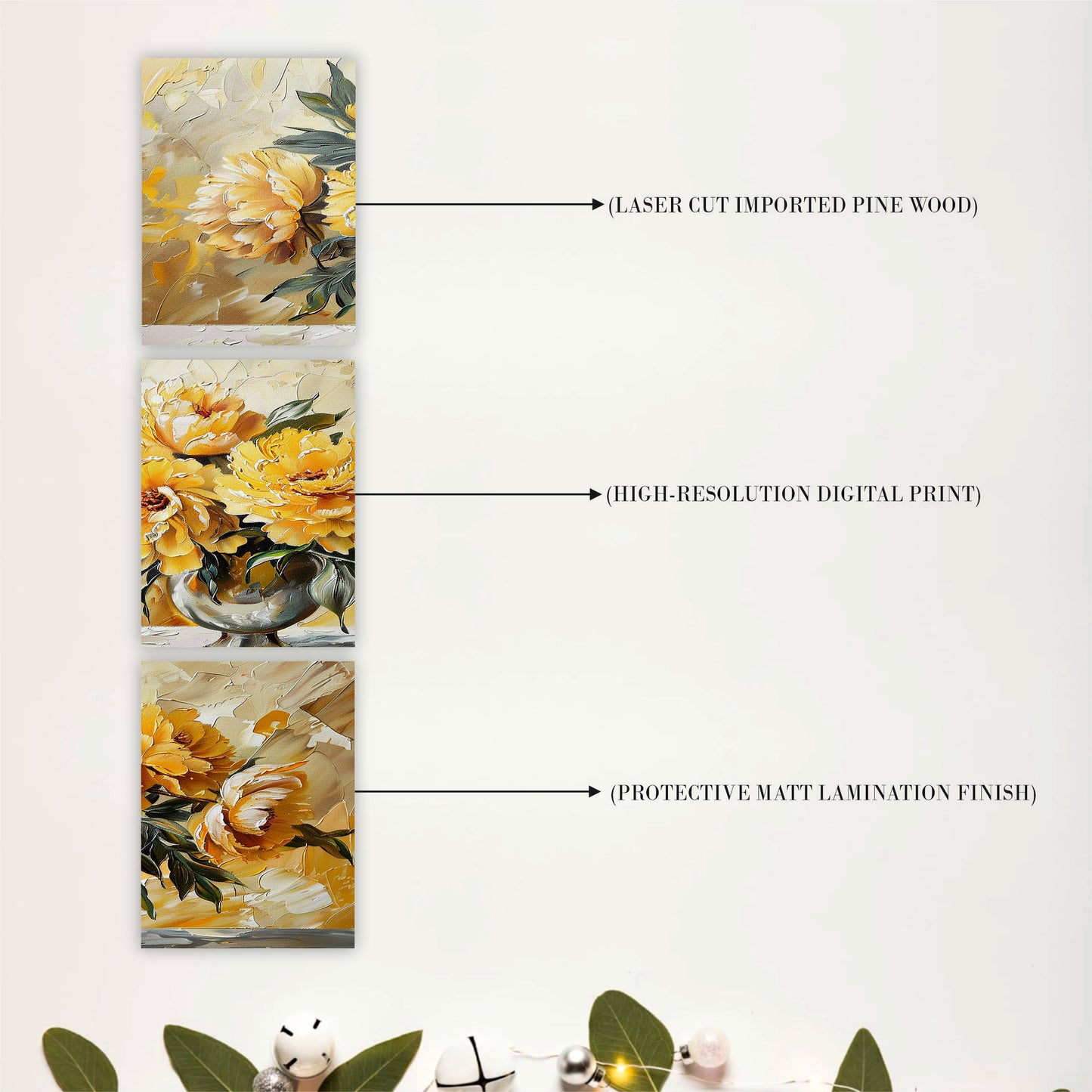 Yellow Peony Bloom Wall Decor