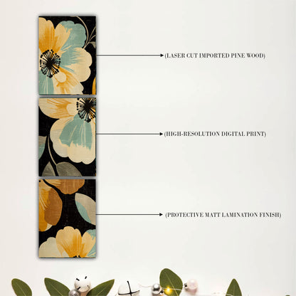 Black & Gold Floral Wall Hanging