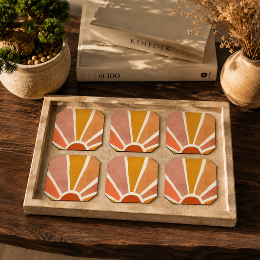 Sunrise Rays Coasters Pack of 6