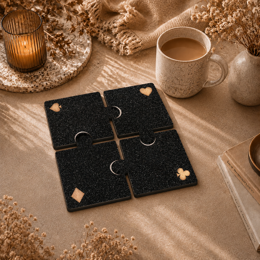Playing Cards Wooden Coasters Set of 4