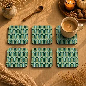 Teal Retro Coasters Pack of 6