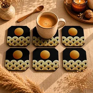Japanese Waves Coasters Pack of 6