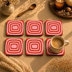 Coral Retro Coasters Pack of 6