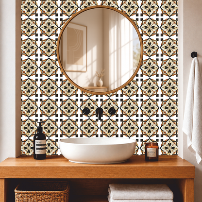 Old World Floral Tile Sticker