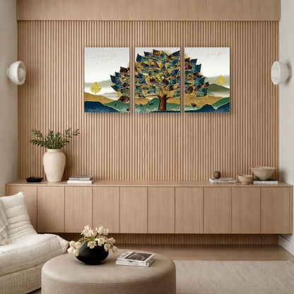 Scenic Golden Tree Wooden Wall Decor