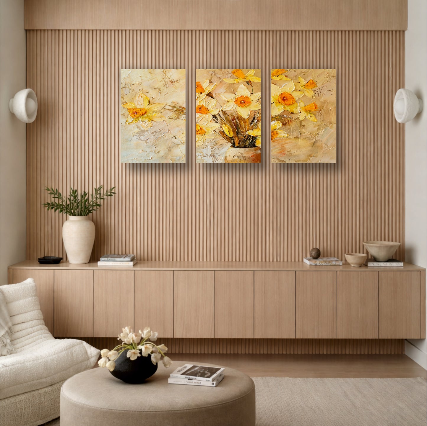 Golden Peony Floral Wooden Wall Decor