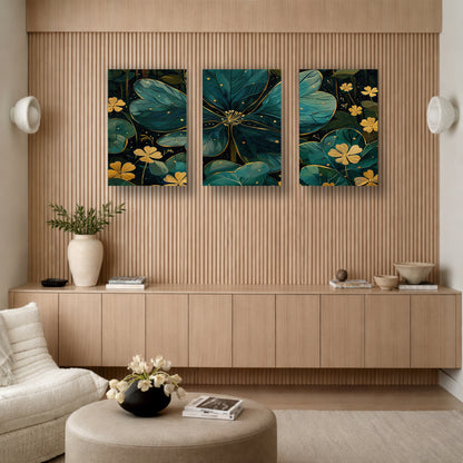 Golden Botanical Floral Wall Art
