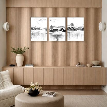 Black & White Mountain Wooden Wall Decor