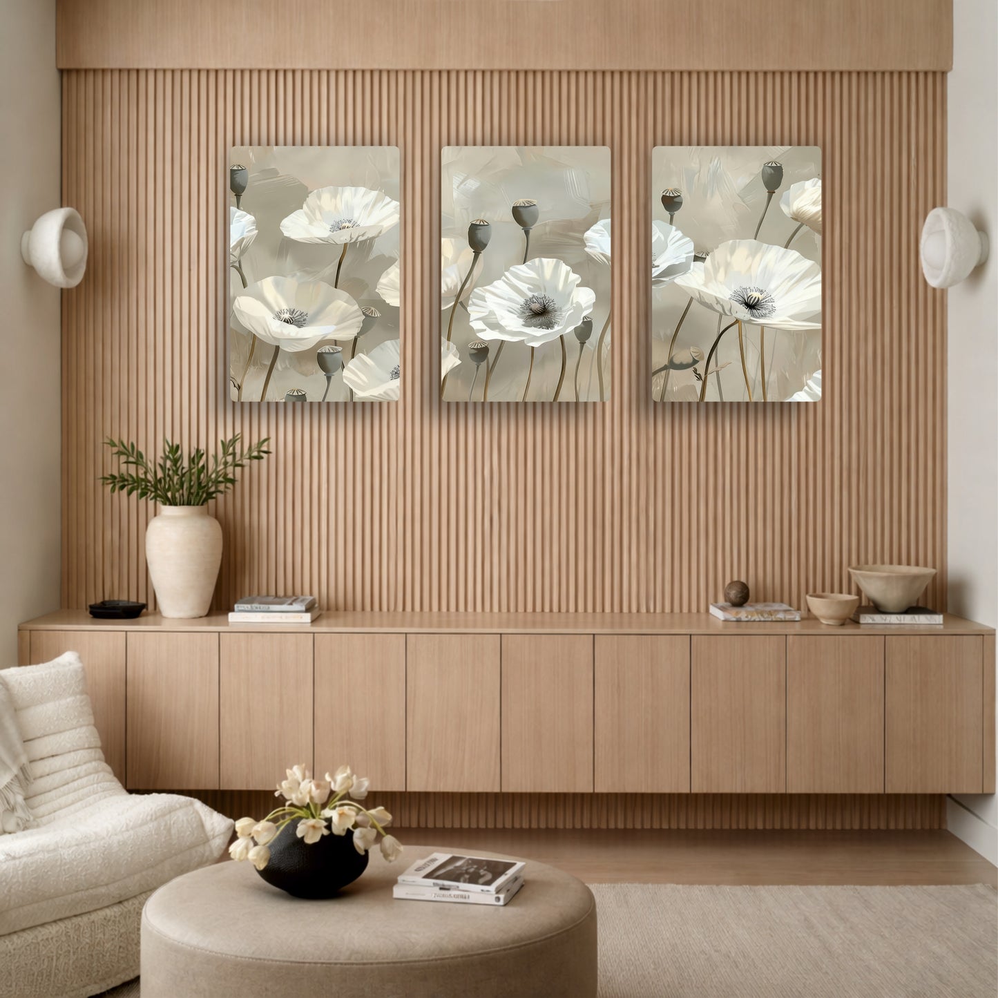 Timeless White Floral Symphony Wall Art