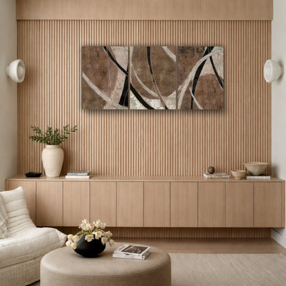 Earth Tone Curves Wooden Wall Art