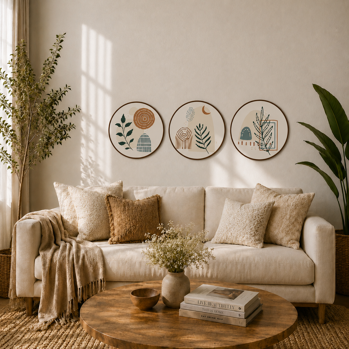 Nordic Botanical Circle Wall Décor Set
