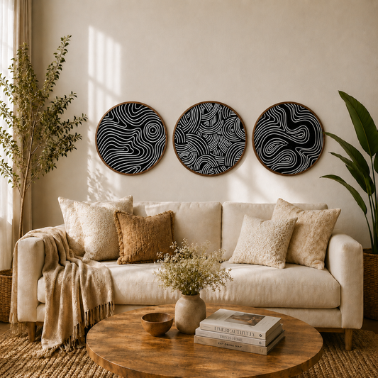 Topographic Line Wooden Wall Decor