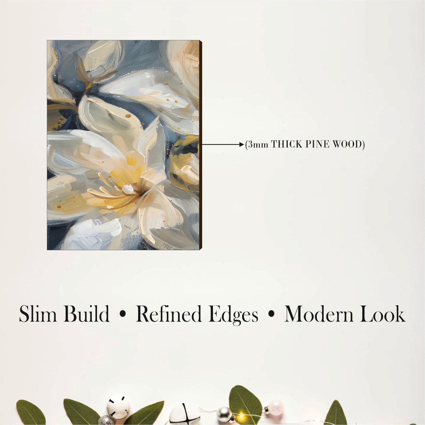 Elegant White Magnolia Wooden Wall Art