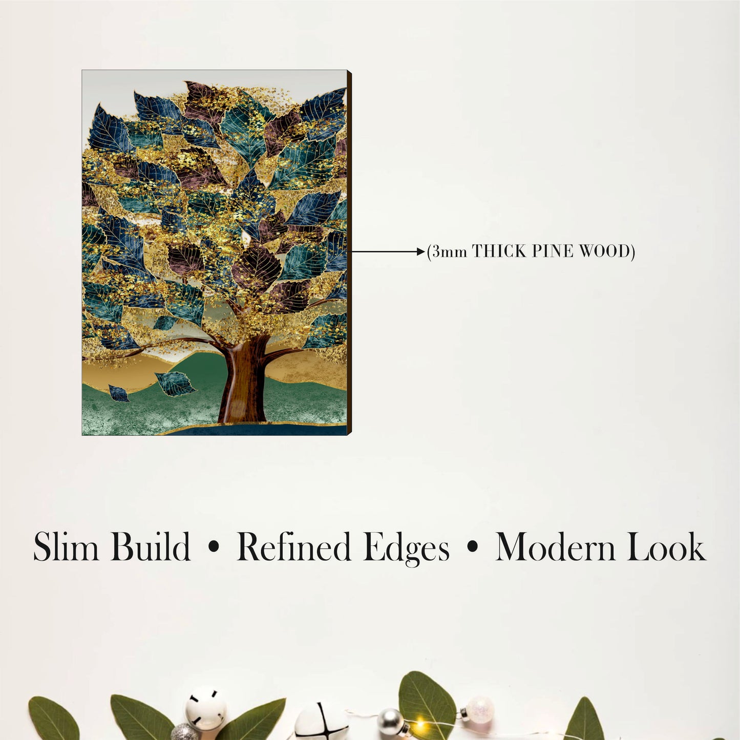 Scenic Golden Tree Wooden Wall Decor