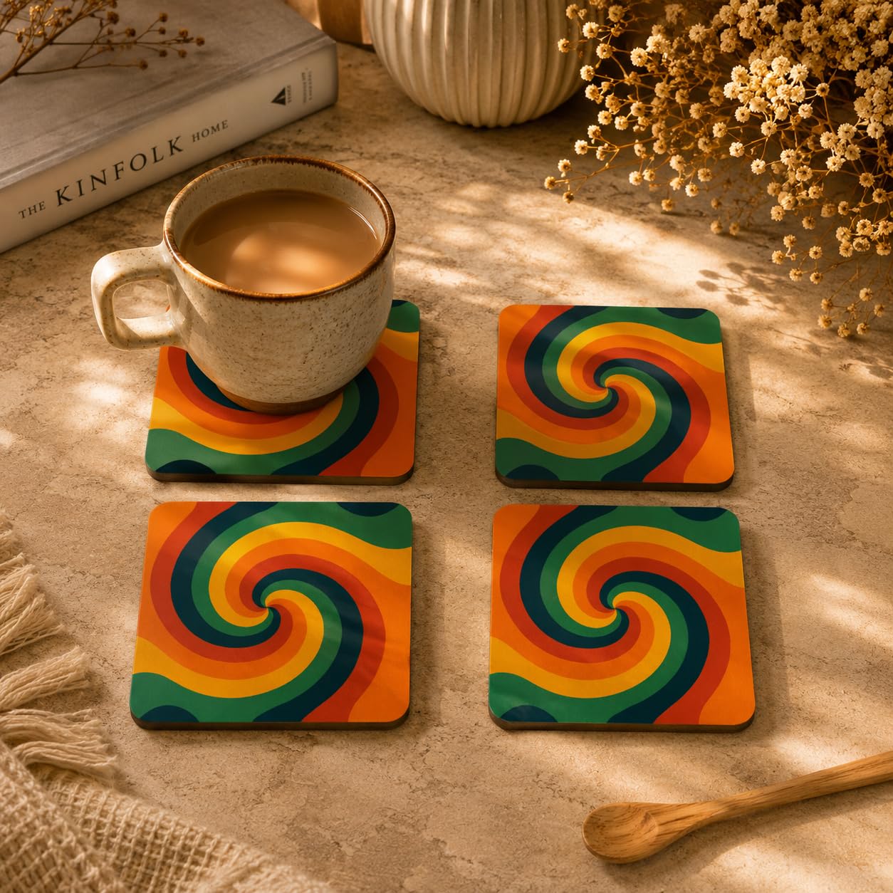 Rainbow Swirl Coasters Pack of 4
