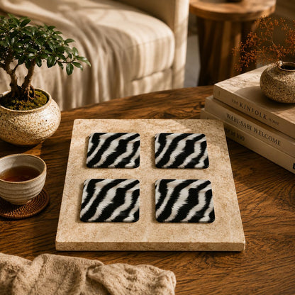 Monochrome Zebra Coasters Pack of 4