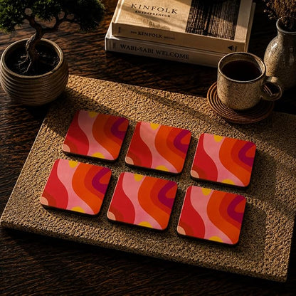 Groovy Sunset Coasters Pack of 6