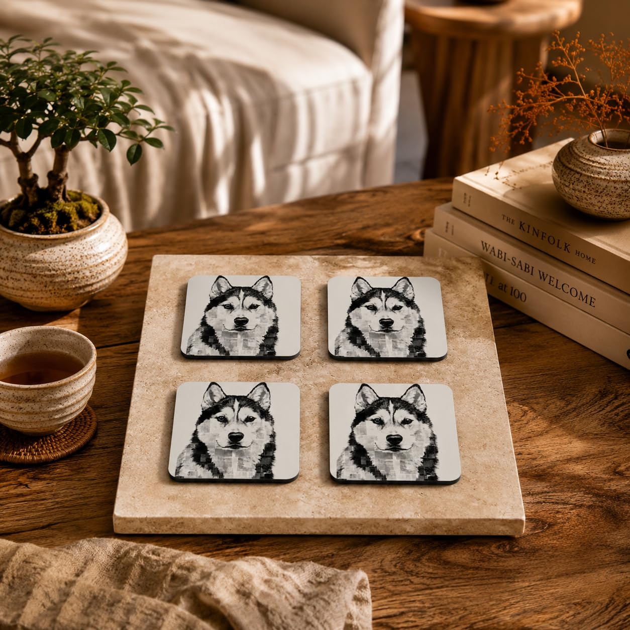 Adorable Husky Coasters Pack of 4