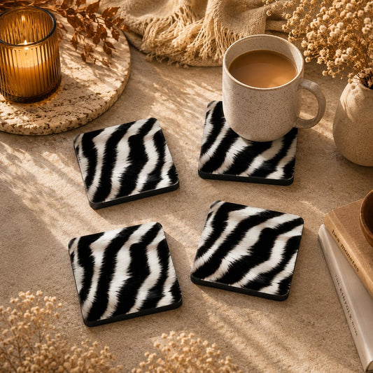 Monochrome Zebra Coasters Pack of 4