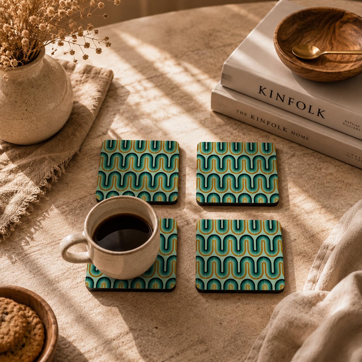 Amber Geometry Coasters Pack of 4