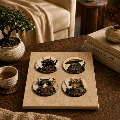 Legendary Samurai Animal Wooden Coasters Set of 4