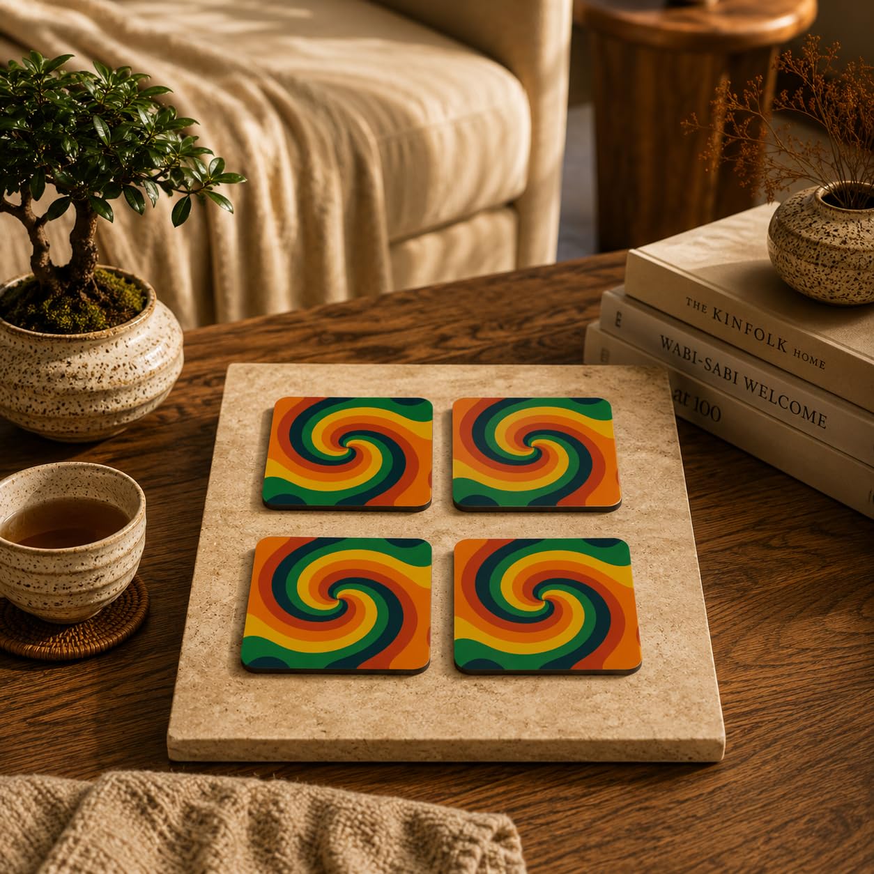 Rainbow Swirl Coasters Pack of 4