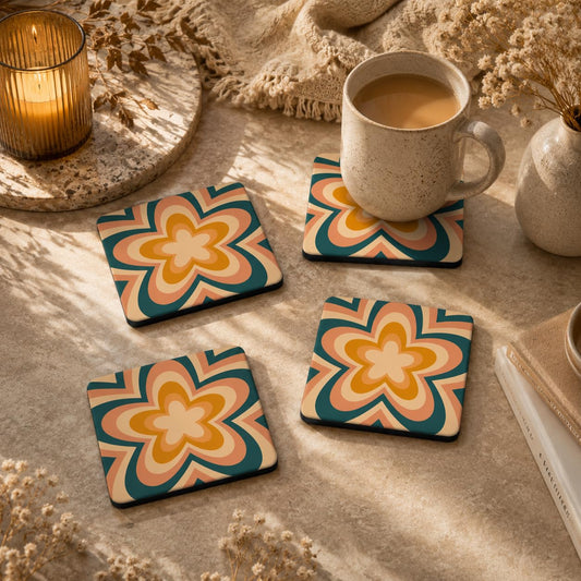 Teal Blossom Coasters Pack of 4
