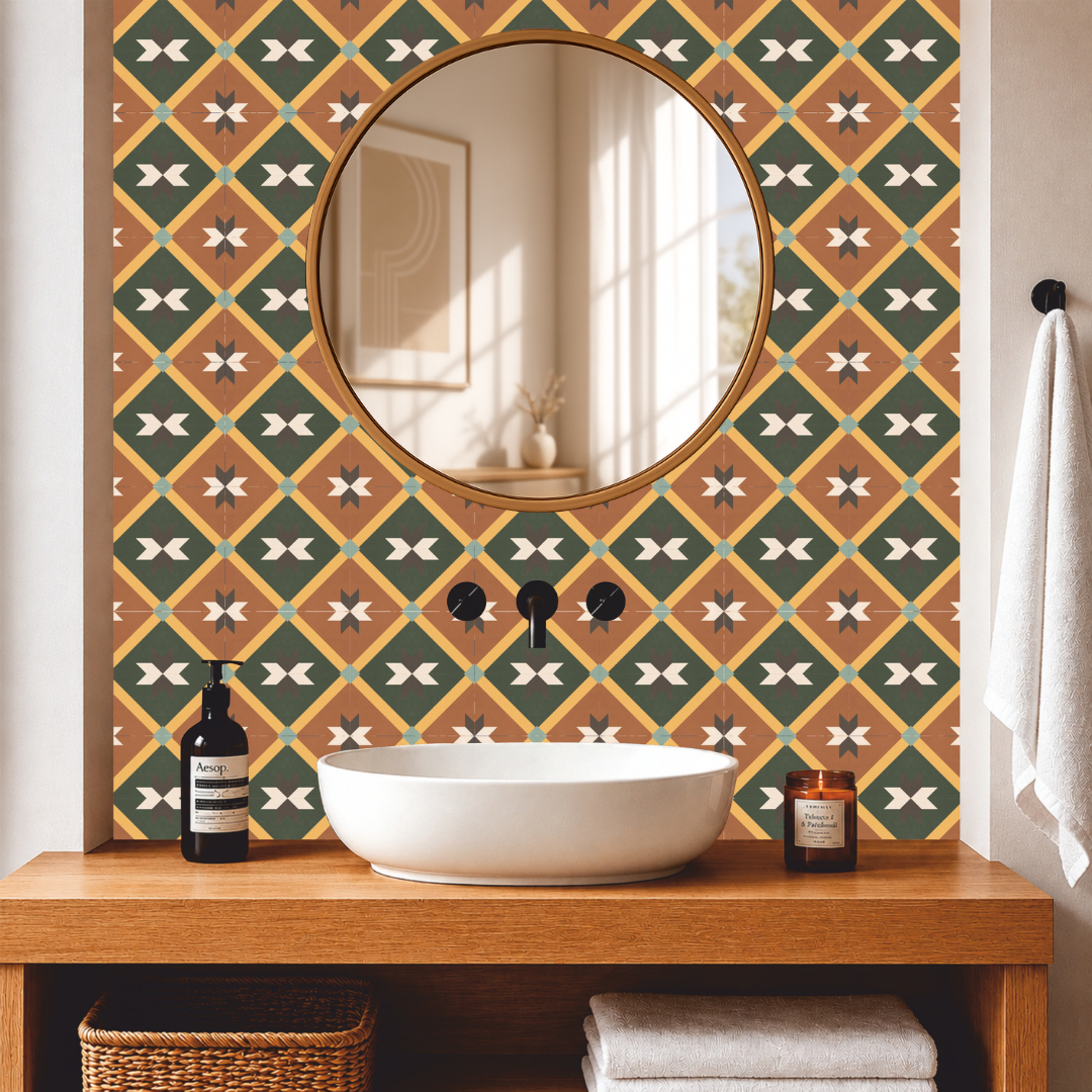 Earth Tone Geometric Tile Sticker