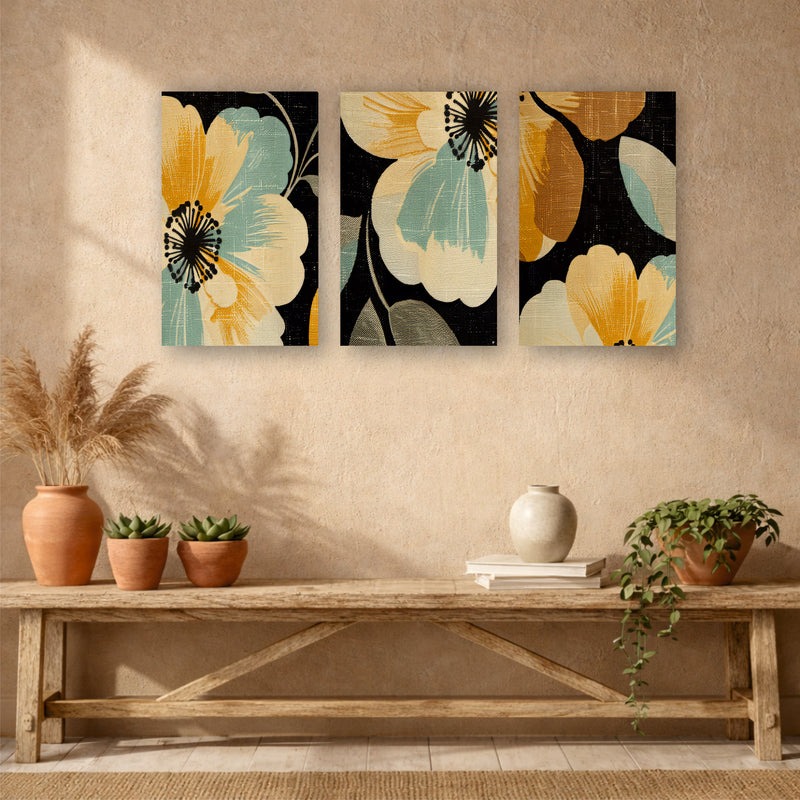 Black & Gold Floral Wall Hanging