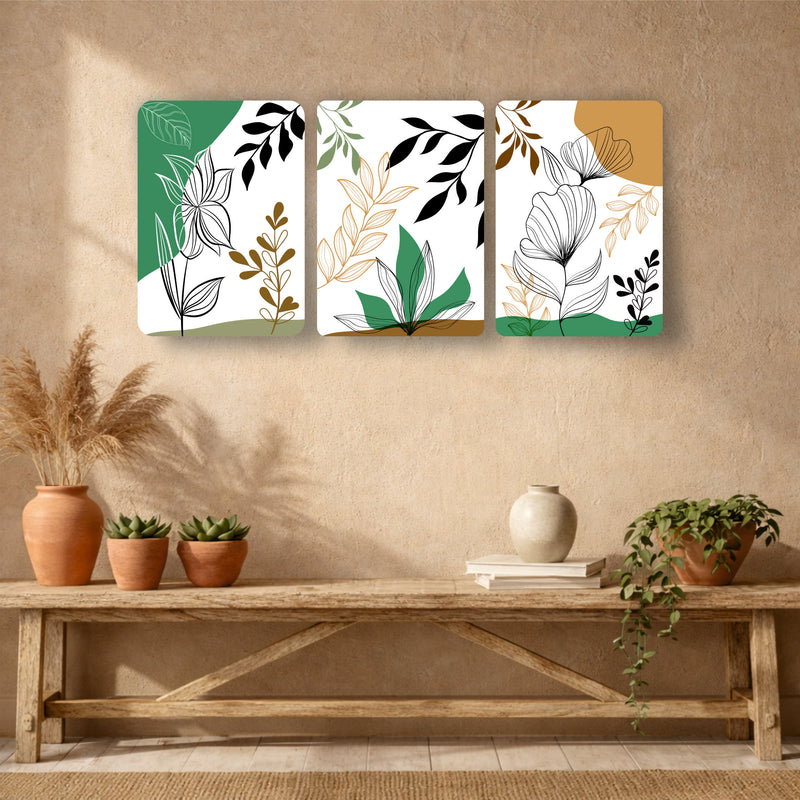 Abstract Leaf Pattern Wooden Wall Art