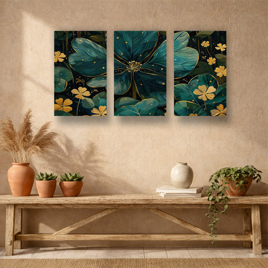 Golden Botanical Floral Wall Art