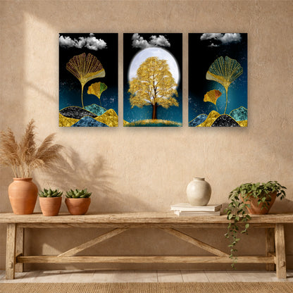 Moonlit Tree Landscape Wooden Wall Decor