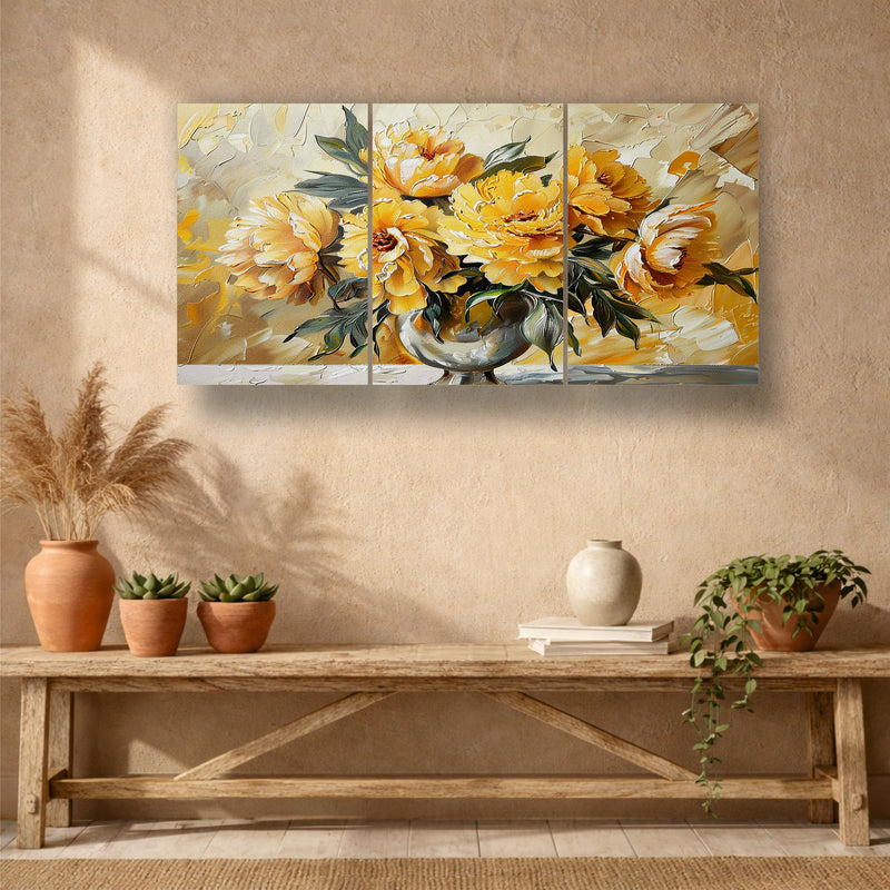 Yellow Peony Bloom Wall Decor