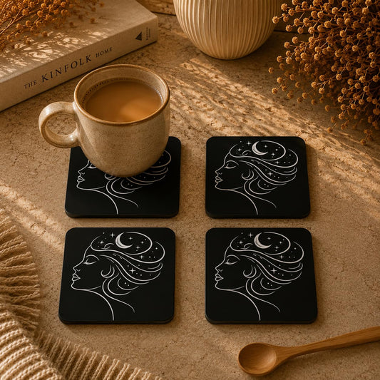 Abstract Woman Art Wooden Coasters Set of 4