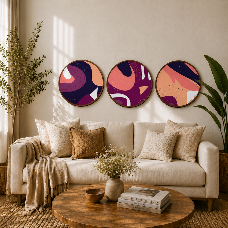 Minimal Abstract Round Wall Art Set