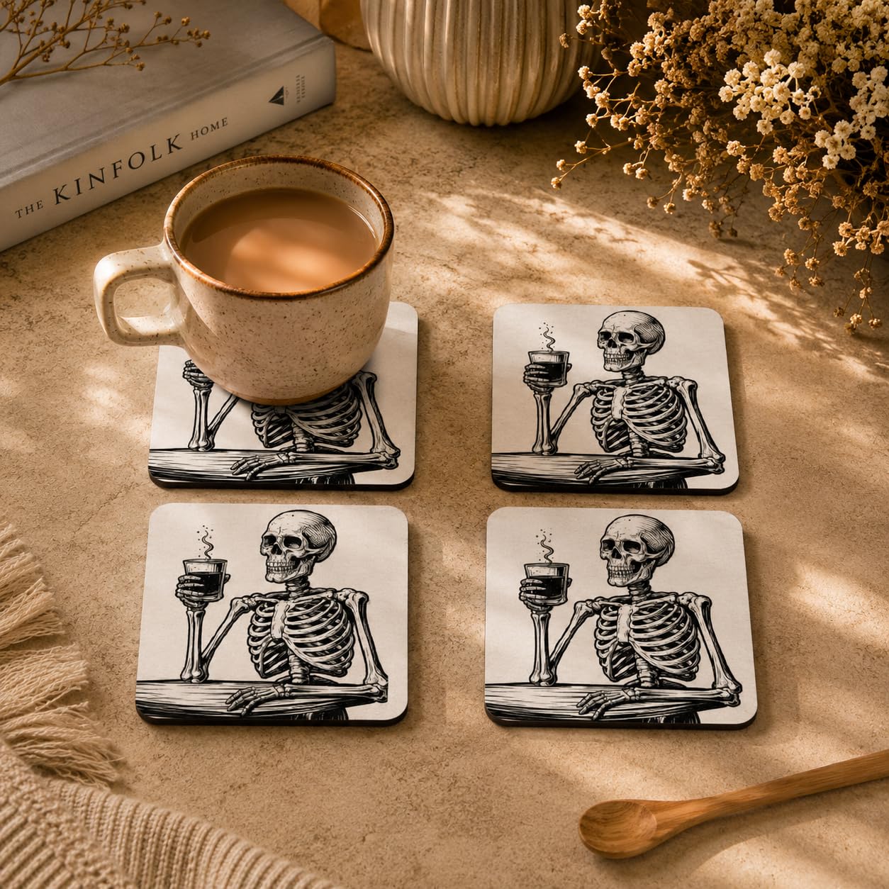 Skeleton Cheers Coasters Pack of 4