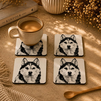 Adorable Husky Coasters Pack of 4