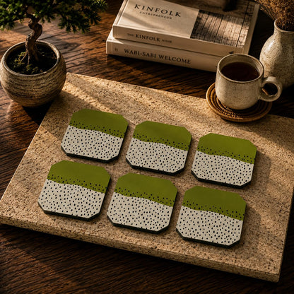 Olive Terrain Coaster Set Of 6