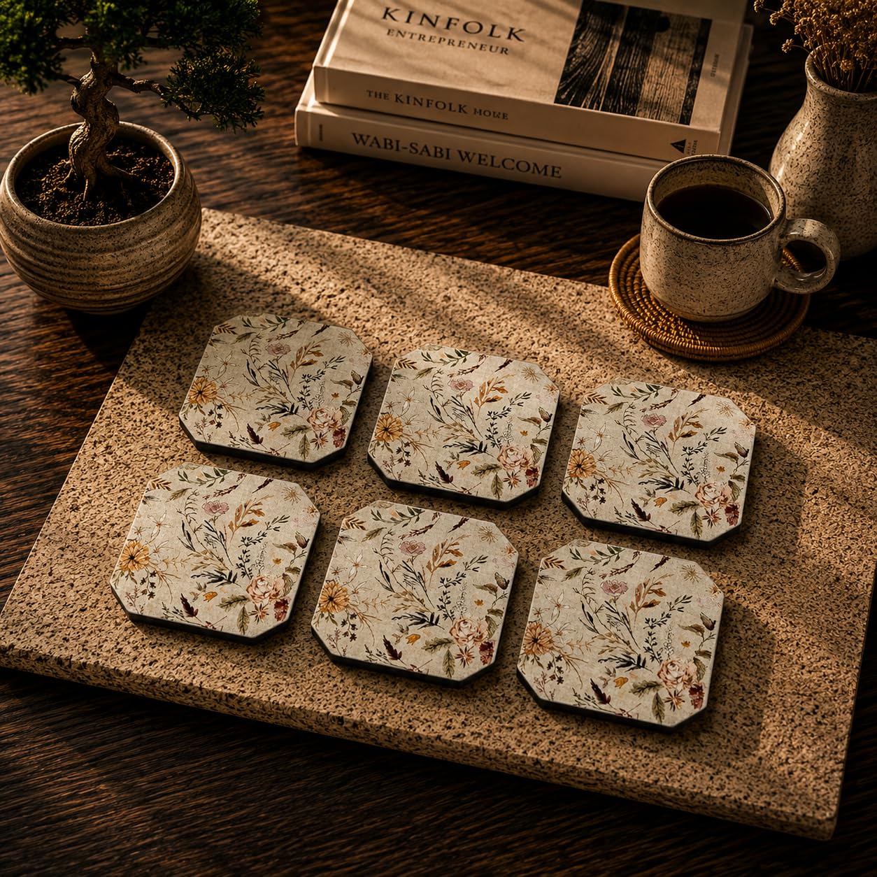 Countryside Blossom Coasters Set Of 6