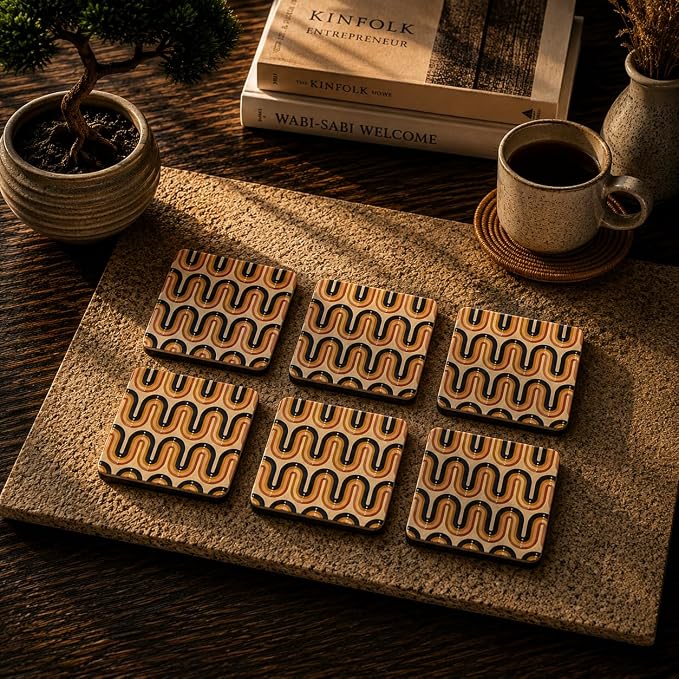 Mid-Century Pattern Coasters Pack of 6