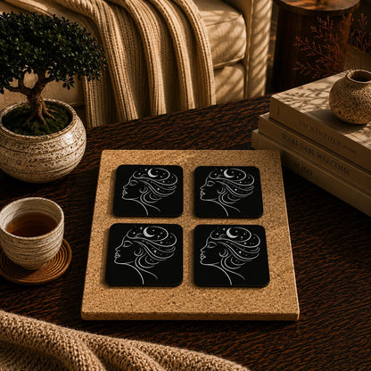 Abstract Woman Art Wooden Coasters Set of 4