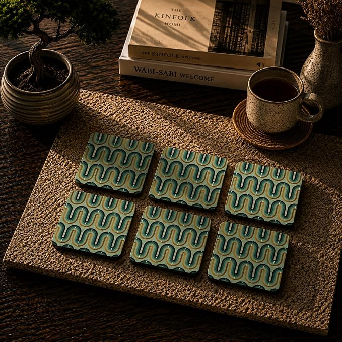 Teal Retro Coasters Pack of 6