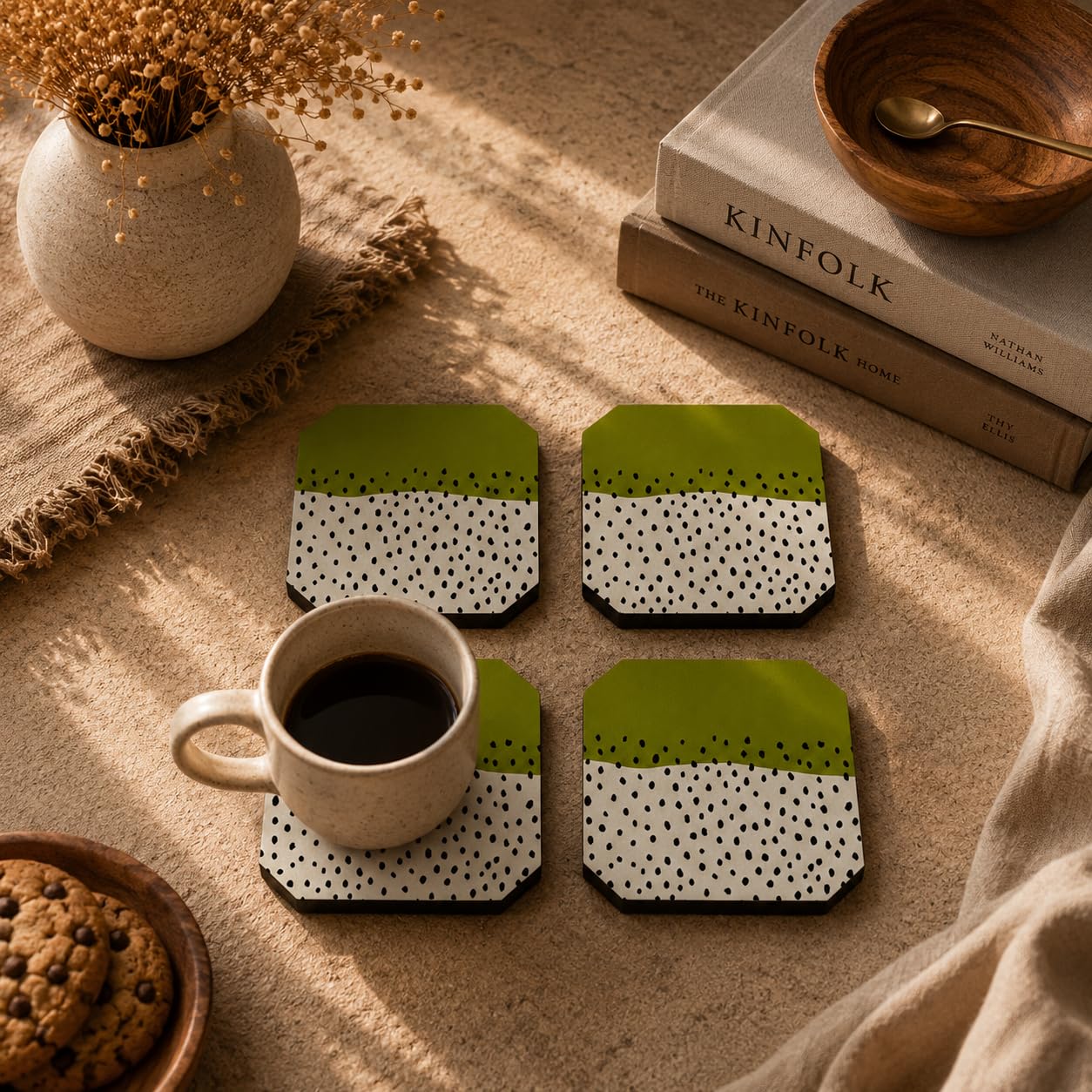Vintage Hex Grid Coasters Pack of 4
