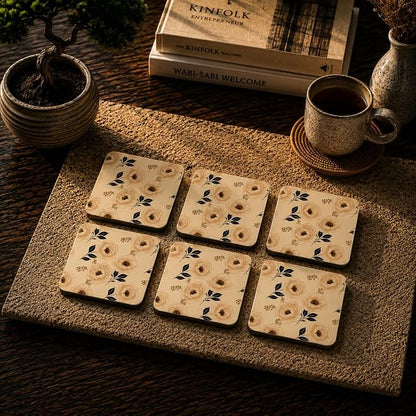 Ivory Blossom Coasters Pack of 6